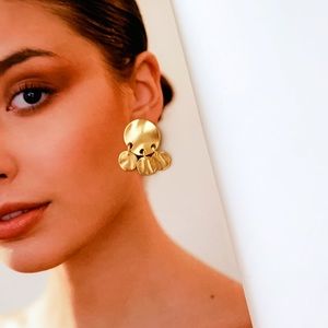Vintage Matte Gold Coin Chandelier Earrings